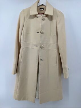 J. Crew Cream Single-Breasted Wool Coat
